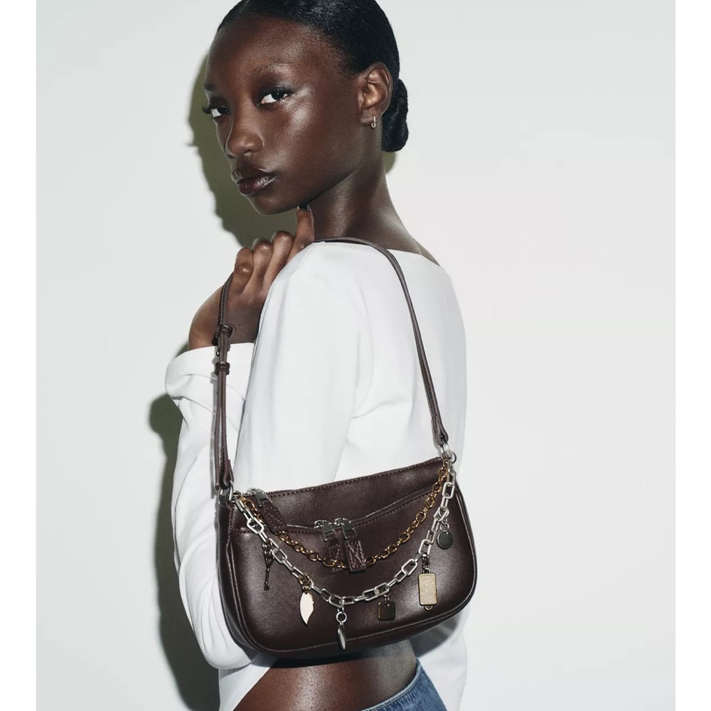 Elegant Brown Leather Shoulder Bag